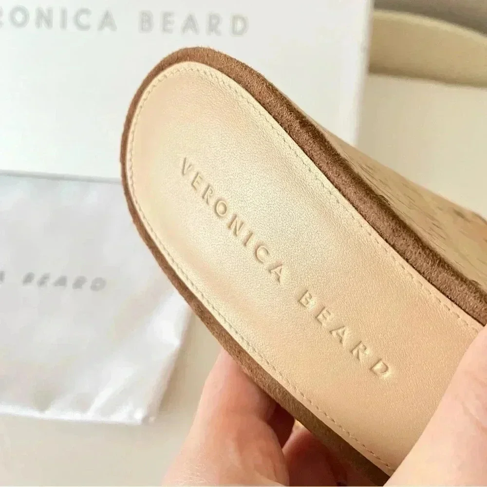 New W/ Box Veronica Beard Dali Multi Woven Raffia Leather Cork Wedge Sandal 9